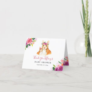 Carte De Remerciements Douce Maman Florale Et Bébé Chat Baby Shower