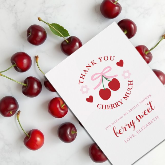Carte De Remerciements Douce Mariage à la Cerise (Créateur téléchargé)