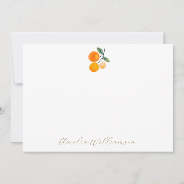 Carte De Remerciements Douce Mariage Personnalisé Aquarelle Citron Orange (Devant)