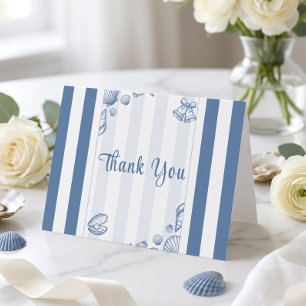 Carte De Remerciements Douce Mariée Coquillages Bleu Marin Personnalisé