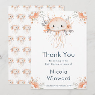 Carte De Remerciements Douce méduse florale Baby Shower