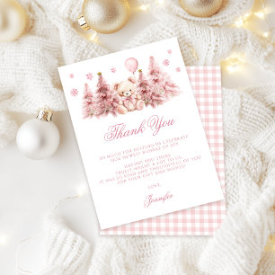 Carte De Remerciements Douce Nuit Ourson à l'Arc Rose Fille Baby Shower