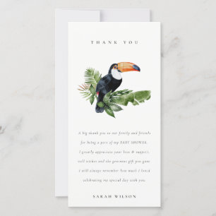 Carte De Remerciements Douce Nuit Tropicale Toucan Foliage Baby Shower