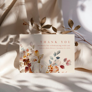 Carte De Remerciements Douce petite baby shower de citrouille