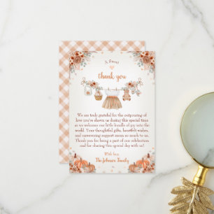 Carte De Remerciements Douce petite citrouille Baby Shower d'automne