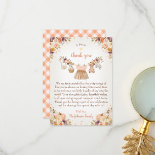 Carte De Remerciements Douce petite citrouille Fête prénatale de bébé d'a