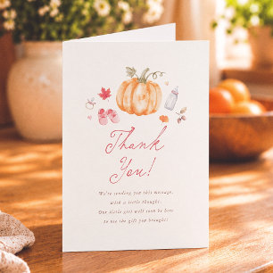 Carte De Remerciements Douce Petite Citrouille Fille Baby Shower