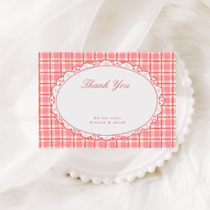 Carte De Remerciements Douce Petite Fête de Bébé Bonbon Rose & Rouge