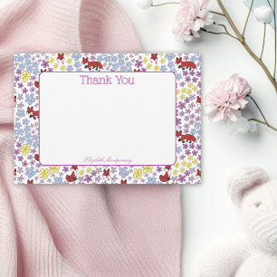 Carte De Remerciements Douce Renarde Colorée et Fantaisiste Baby Shower