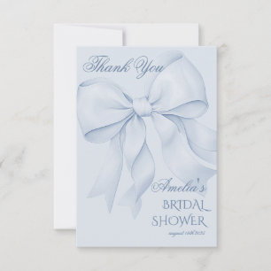 Carte De Remerciements Douce Robe de Mariée Bleue Minimaliste