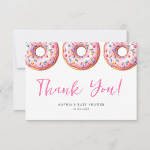 Carte De Remerciements Douce Saupoudrer de beignets roses Baby shower mod