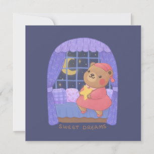 Carte De Remerciements Douces Rêves: Illustration d'ours en peluche