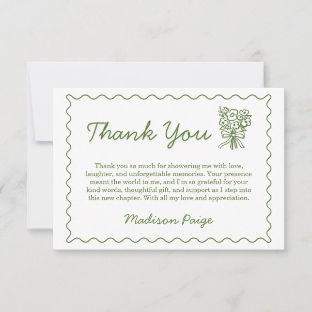 Carte De Remerciements Douceur Fraîche du Marché Vert Baby Shower de Mari (Devant)