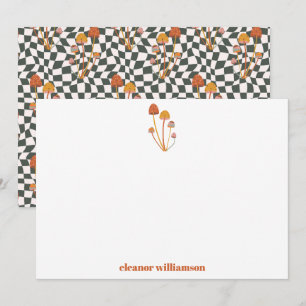 Carte De Remerciements Douche Carreau Champignon Orange Rétro Personnalis