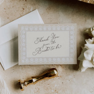Carte De Remerciements Douche de Mariage Dentelle Douce Neutre