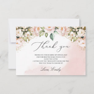 Carte De Remerciements Douche nuptiale Boho rose pâle