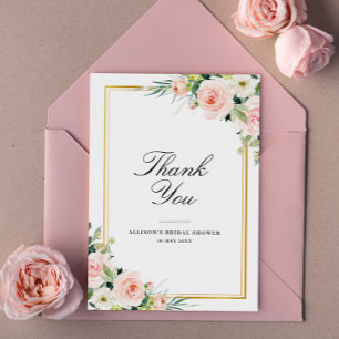 Carte De Remerciements Douche nuptiale florale d'aquarelle