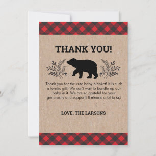 Carte de remerciements d'ours de bûcheron