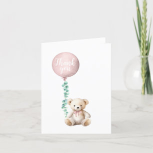 Carte de remerciements d'ours en peluche rose