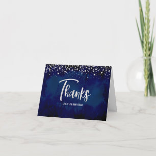 Carte De Remerciements Doux 16 Anniversaire Navy Aquarelle Argent Script