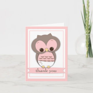 Carte de remerciements doux de fille de hibou de