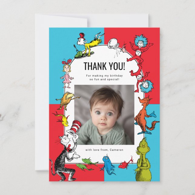Carte De Remerciements Dr. Seuss - Caractères | ANNIVERSAIRE DE ENFANT (Devant)