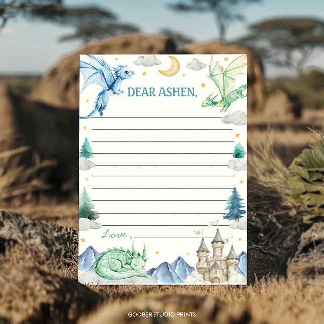 Carte De Remerciements Dragon Boy Birthday Time Capsule Note Message Card (Créateur téléchargé)