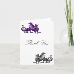 Carte de remerciements dragon d'argent violet