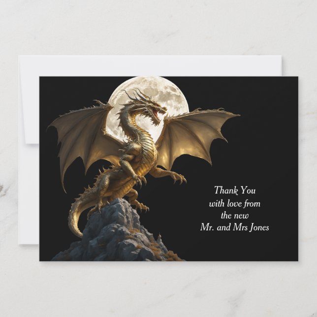 Carte De Remerciements Dragon Féroce se Cabrant (Devant)