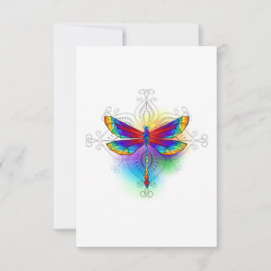Carte De Remerciements Dragonfly en arc-en-ciel