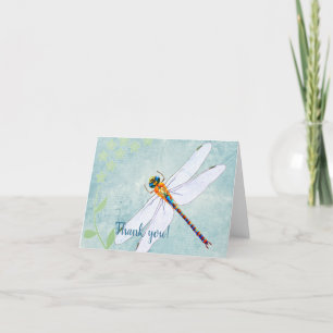 Carte De Remerciements Dragonfly vintage sur un Arrière - plan floral déf