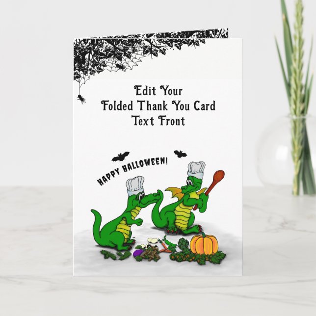 Carte De Remerciements Dragons - Joyeux Halloween ! Aujourd'hui je vais c (Devant)