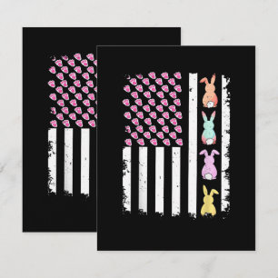 Carte De Remerciements Drapeau américain avec lapin pour le jour de Pâque