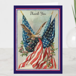 Carte De Remerciements Drapeau américain et aigle de deuil patriotique