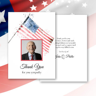 Carte De Remerciements Drapeau américain Remerciement de sympathie pour l