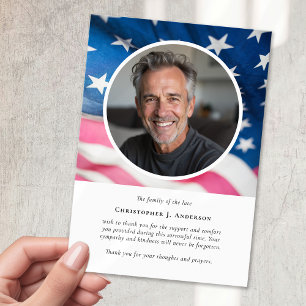 Carte De Remerciements Drapeau américain Sympathie patriotique militaire