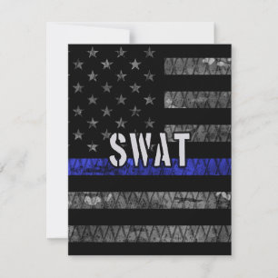 Carte De Remerciements Drapeau de police SWAT en détresse
