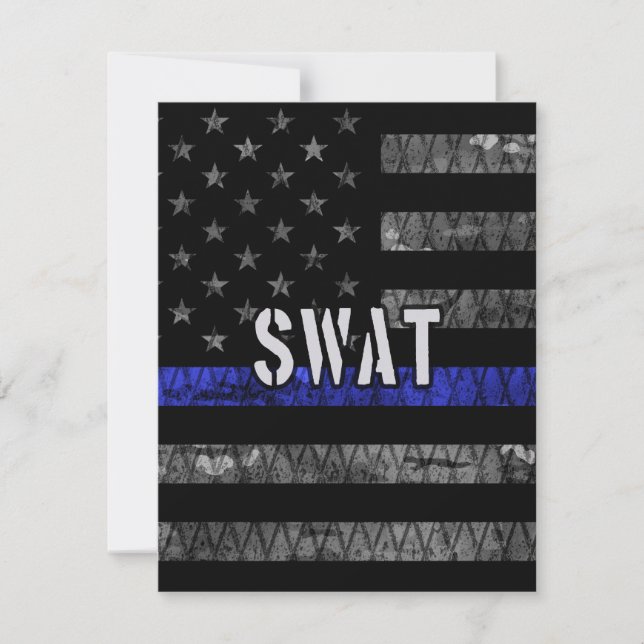 Carte De Remerciements Drapeau de police SWAT en état de détresse (Devant)