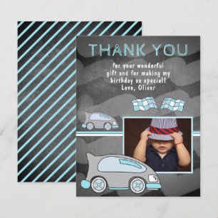 Carte De Remerciements Drapeau de voiture de course Tableau Photo Anniver