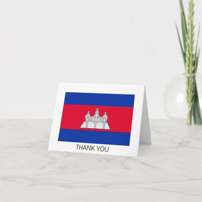 Carte De Remerciements Drapeau du Cambodge patriotique (Devant)