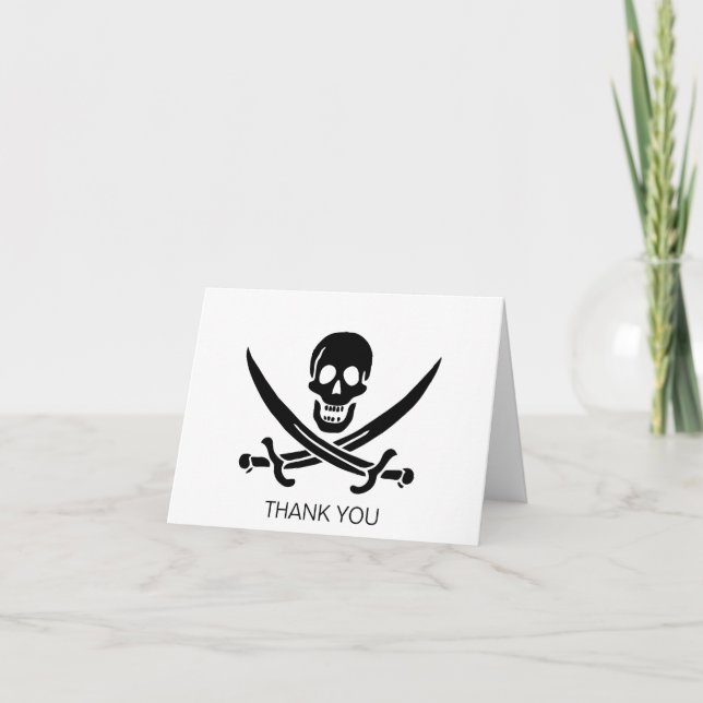 Carte De Remerciements Drapeau pirate crâne épées croisées (Devant)