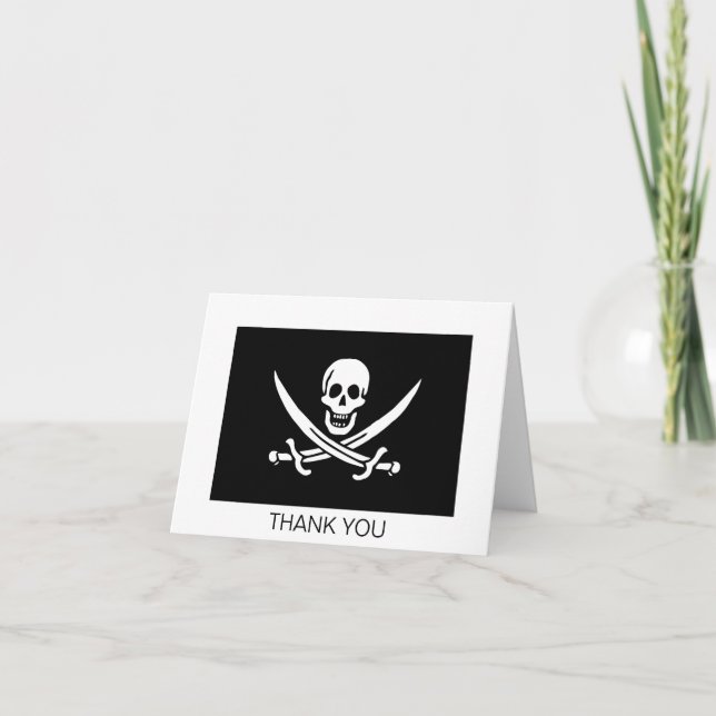 Carte De Remerciements Drapeau pirate crâne épées croisées (Devant)