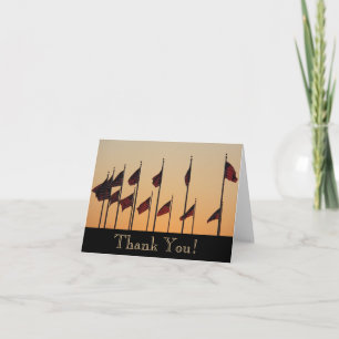 Carte De Remerciements Drapeaux au coucher du soleil Patriotique Américai
