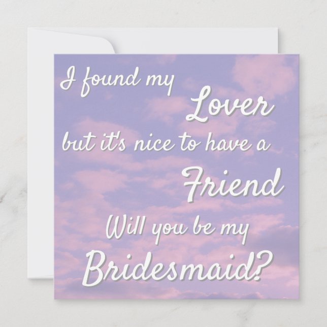 Carte De Remerciements Dream Clouds Lover Bridesmaid Proposal Card (Devant)