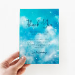 Carte De Remerciements Dreamy Cloud Nine Boy Baby shower<br><div class="desc">Dreamy et boho nuage neuf thème baby shower merci carte modèle avec aquarelle illustration du ciel bleu turquoise avec étoiles et nuages.</div>