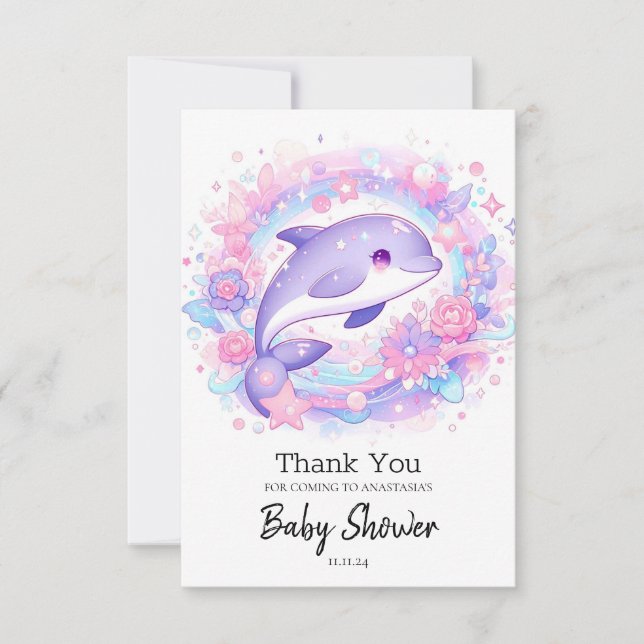 Carte De Remerciements Dreamy Little Dolphin Baby shower (Devant)