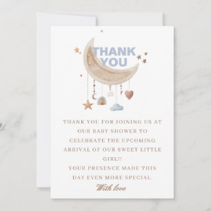 Carte De Remerciements Dreamy Over the Moon baby shower bleu