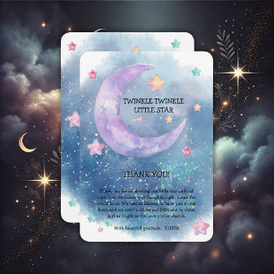 Carte De Remerciements Dreamy Watercolor Twinkle Little Star Baby shower