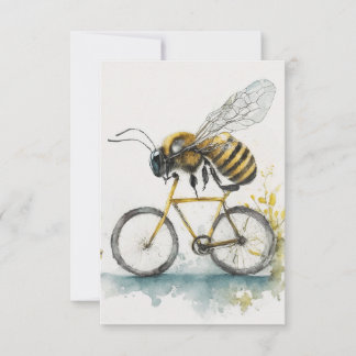 Carte De Remerciements Drôle abeille à vélo en train de dessiner l'aquare