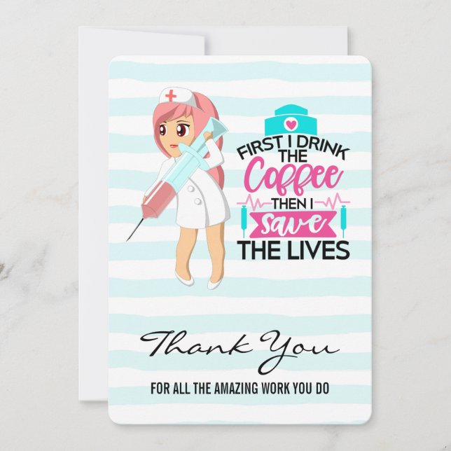 Carte De Remerciements Drôle de dire avec l'hypodermique Journée des infi (Devant)